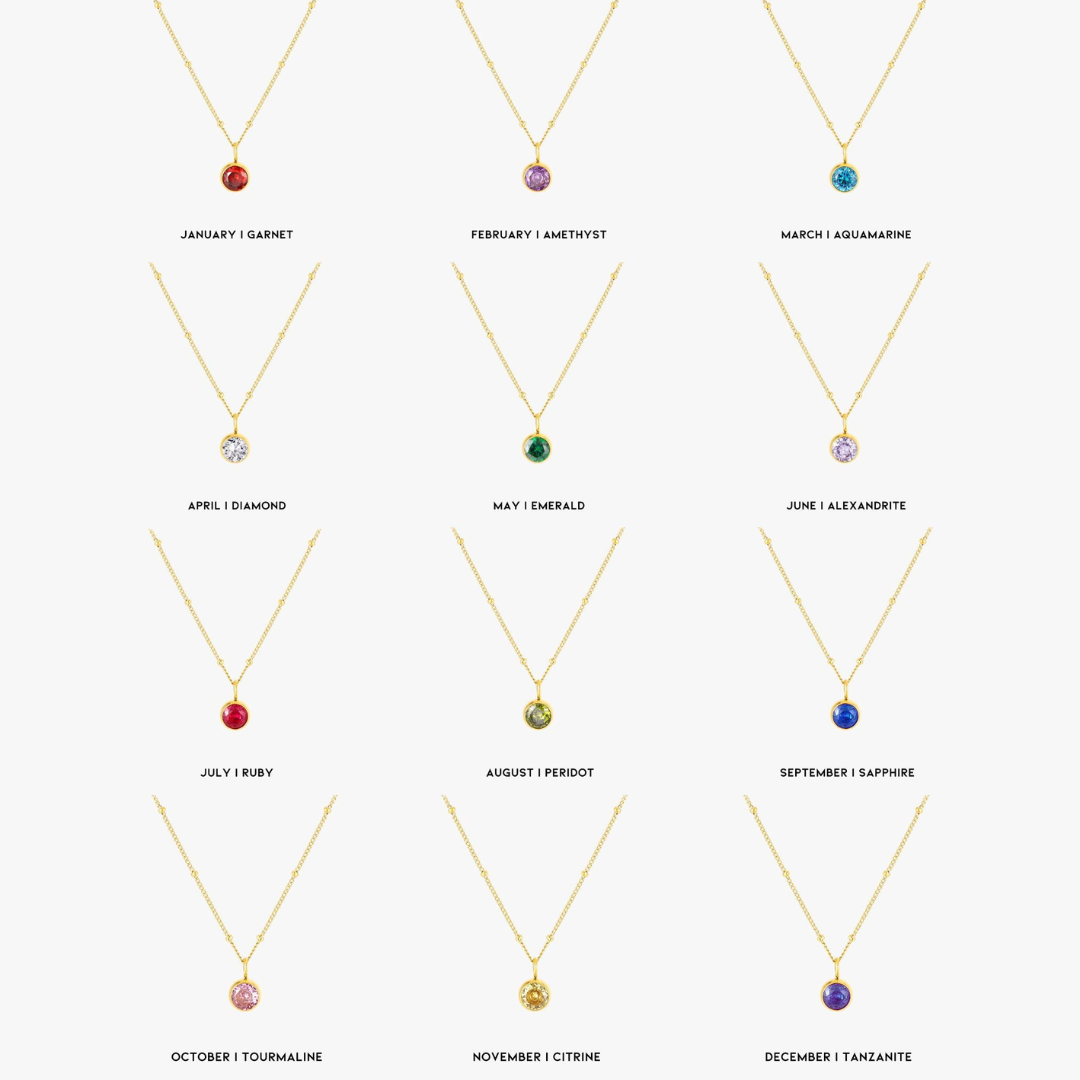 Malwina Naszyjnik z Kamieniem Urodzinowym | Złoty i Wodoodporny