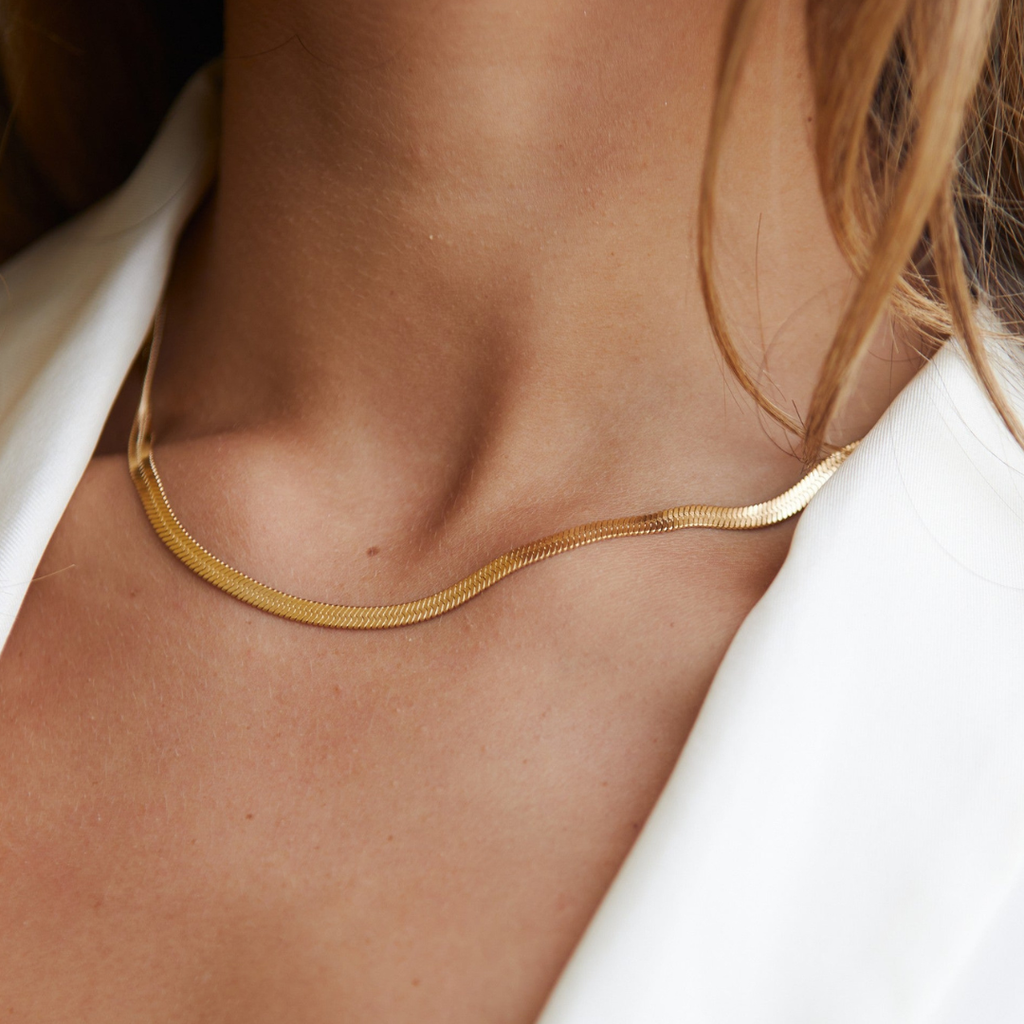 Amara Naszyjnik Herringbone | Złoty i Wodoodporny