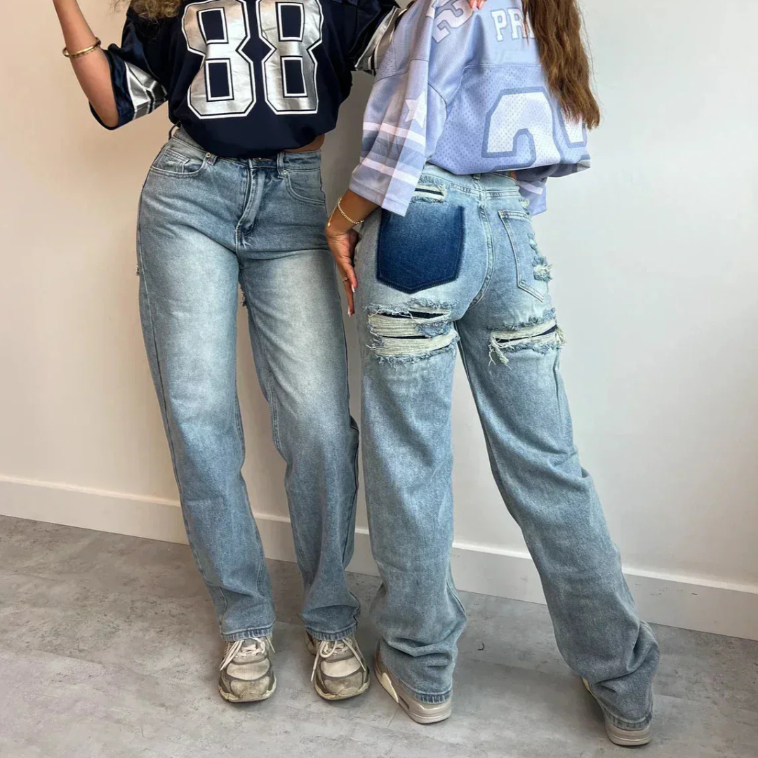 Amalja Jeansy Damskie z Wysokim Stanem | Modne i Stylowe Butik Modowy