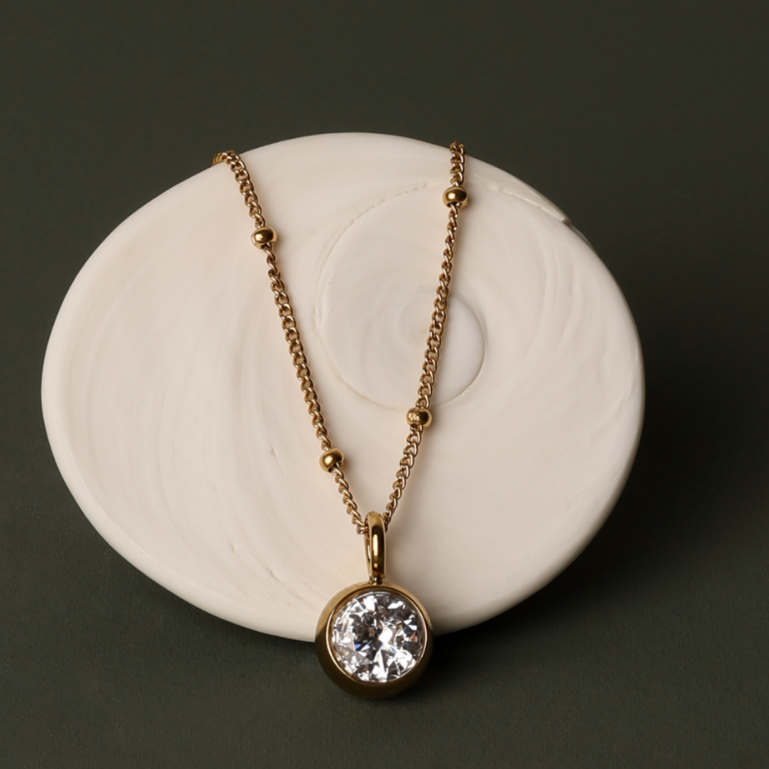 Malwina Naszyjnik z Kamieniem Urodzinowym | Złoty i Wodoodporny