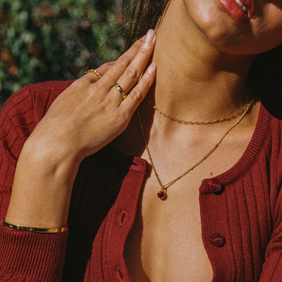 Malwina Naszyjnik z Kamieniem Urodzinowym | Złoty i Wodoodporny