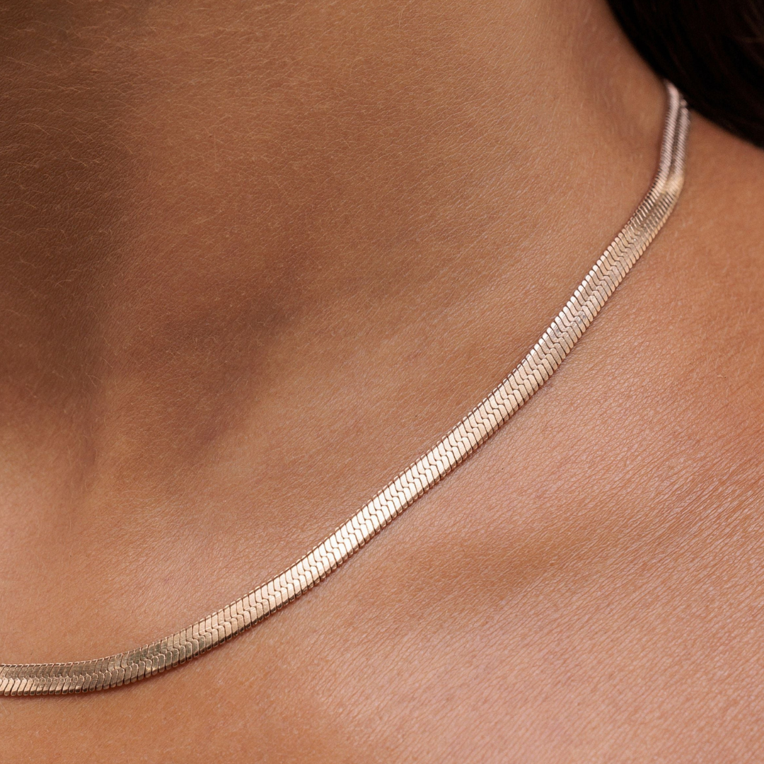 Amara Naszyjnik Herringbone | Złoty i Wodoodporny