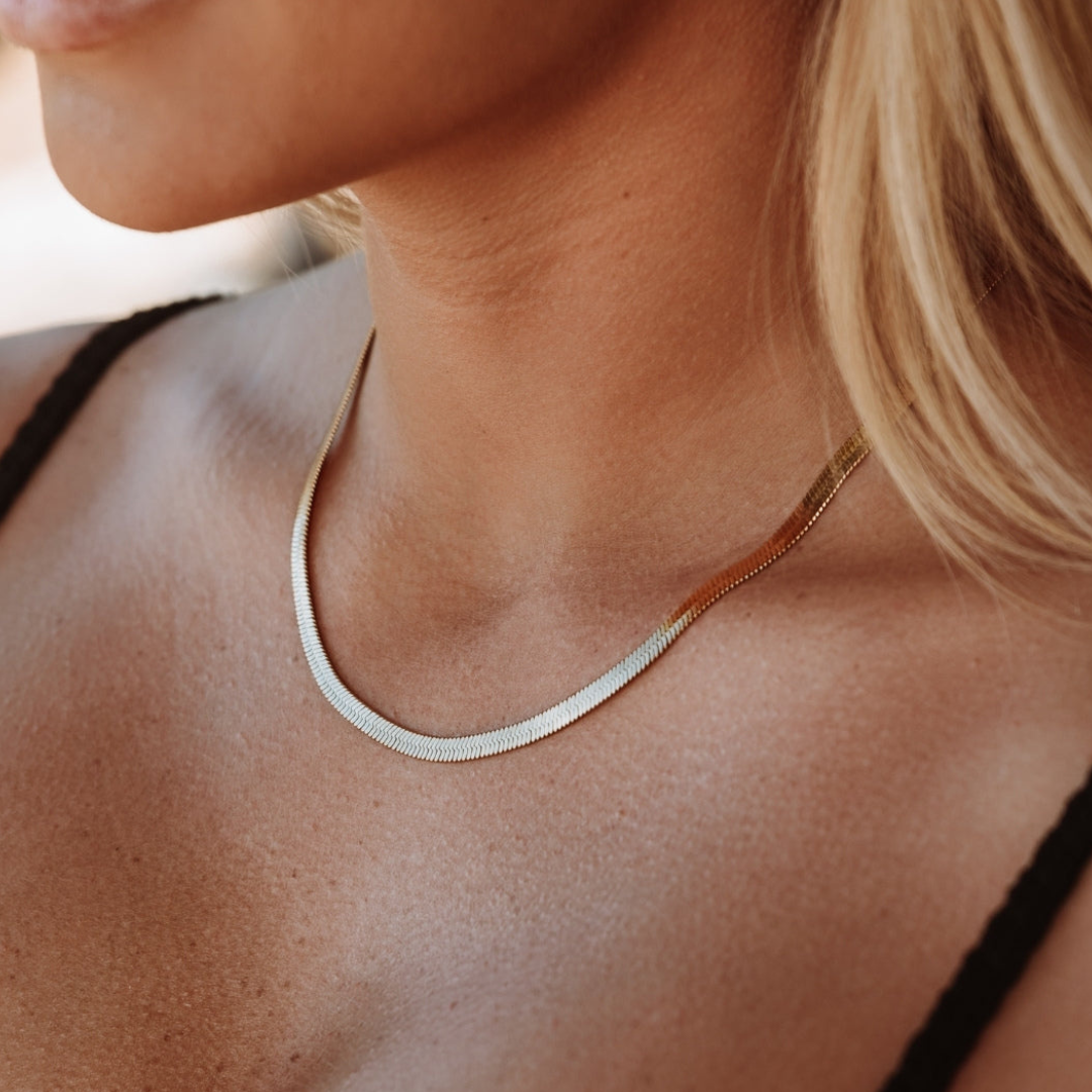 Amara Naszyjnik Herringbone | Złoty i Wodoodporny