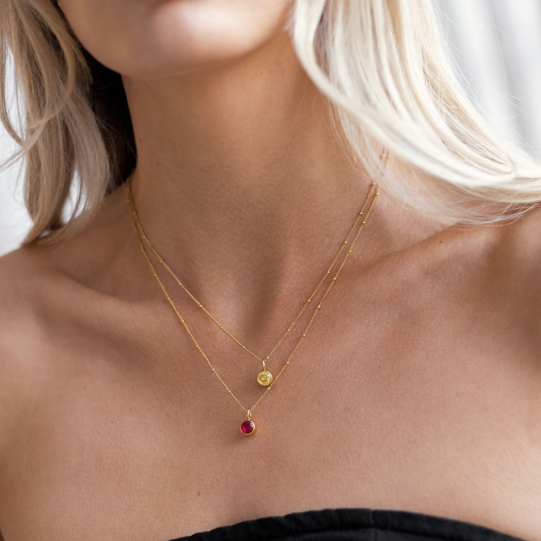 Malwina Naszyjnik z Kamieniem Urodzinowym | Złoty i Wodoodporny