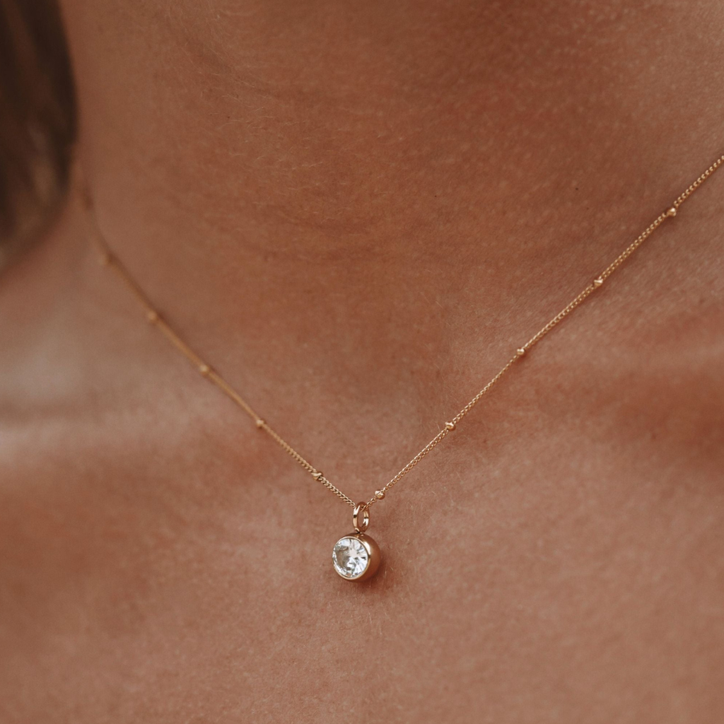Malwina Naszyjnik z Kamieniem Urodzinowym | Złoty i Wodoodporny