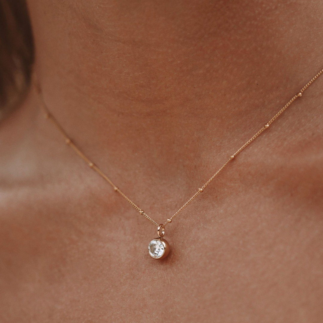Malwina Naszyjnik z Kamieniem Urodzinowym | Złoty i Wodoodporny