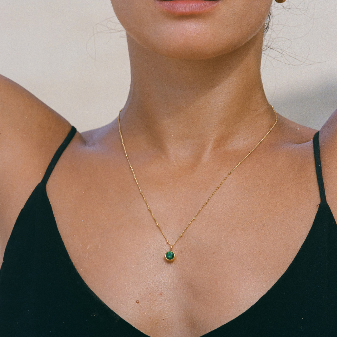 Malwina Naszyjnik z Kamieniem Urodzinowym | Złoty i Wodoodporny