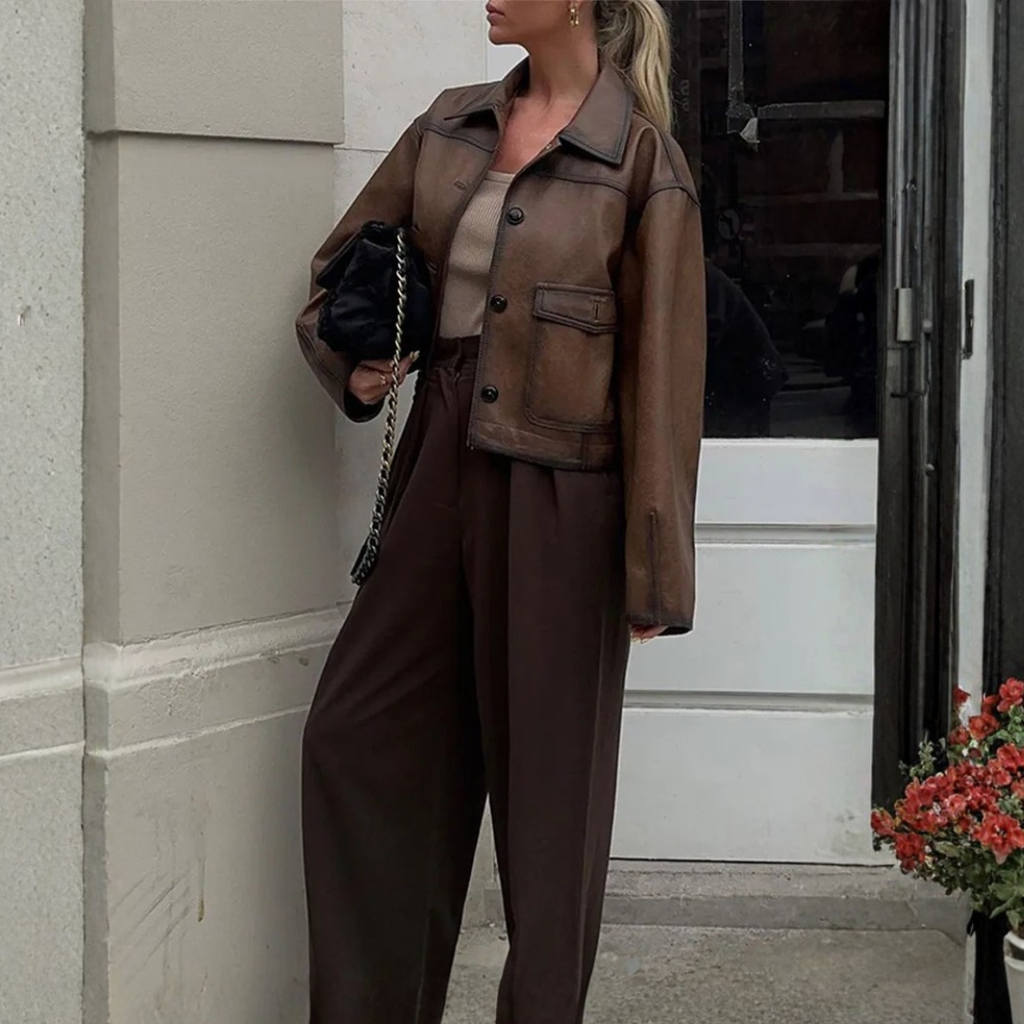 Angelica Krótka Skórzana Marynarka Damska | Codzienna i Stylowa Butik Modowy