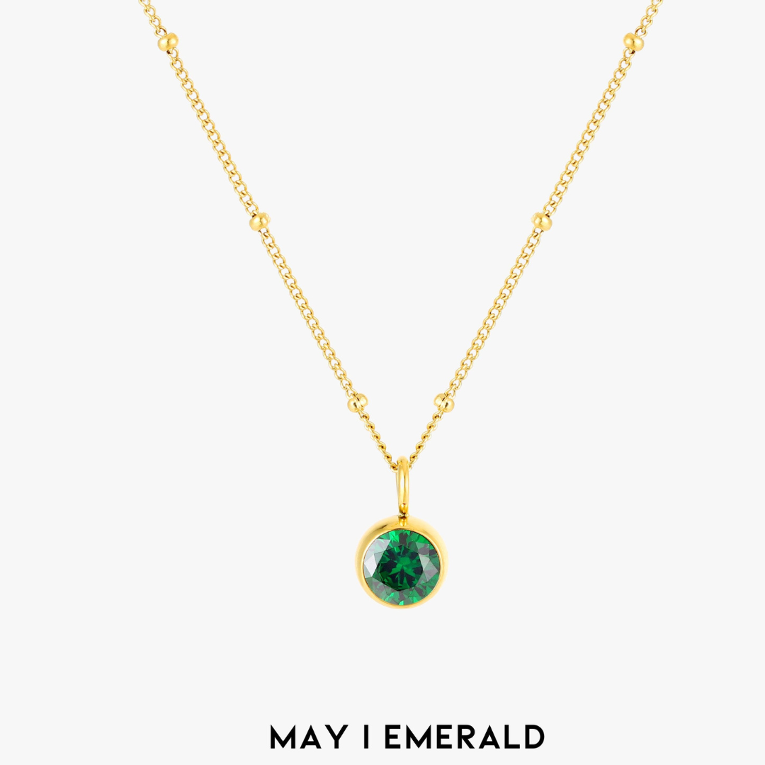 Malwina Naszyjnik z Kamieniem Urodzinowym | Złoty i Wodoodporny