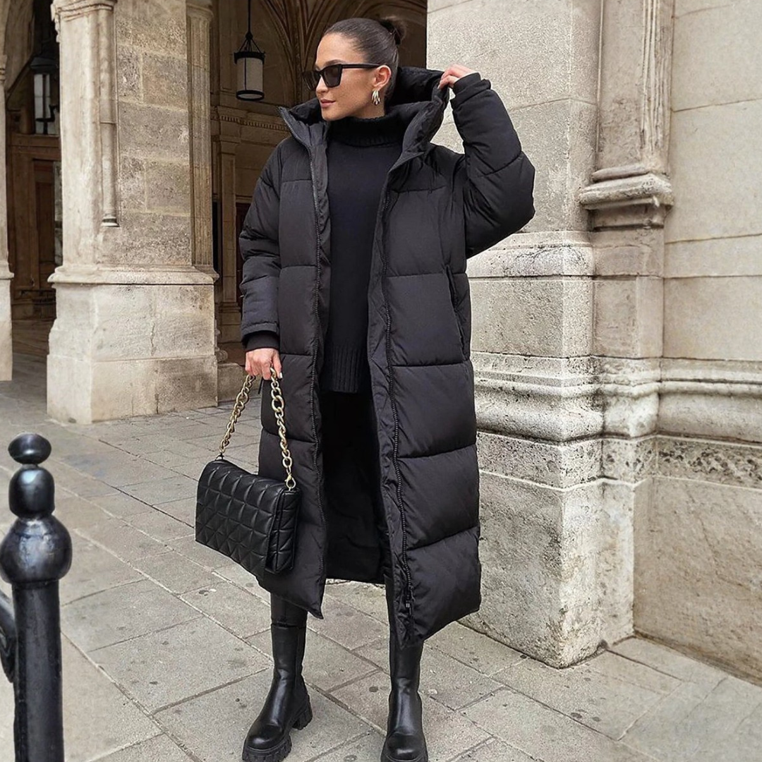 Henrieta Pikowany Płaszcz Damski | Długi i Klasyczny Butik Modowy