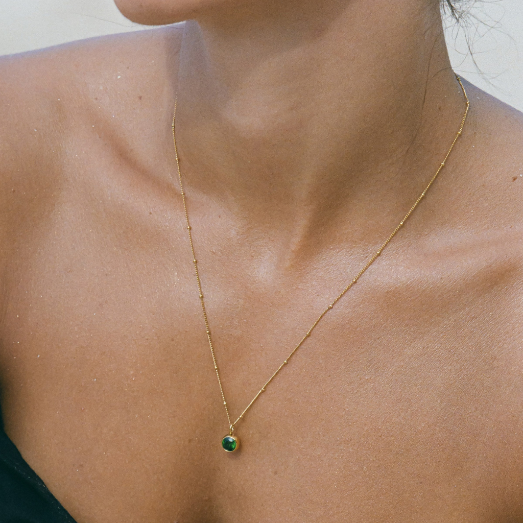 Malwina Naszyjnik z Kamieniem Urodzinowym | Złoty i Wodoodporny