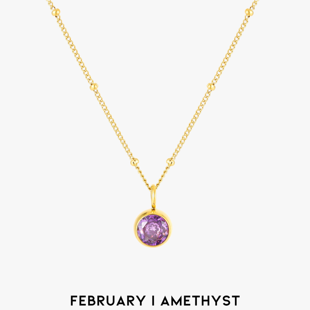 Malwina Naszyjnik z Kamieniem Urodzinowym | Złoty i Wodoodporny