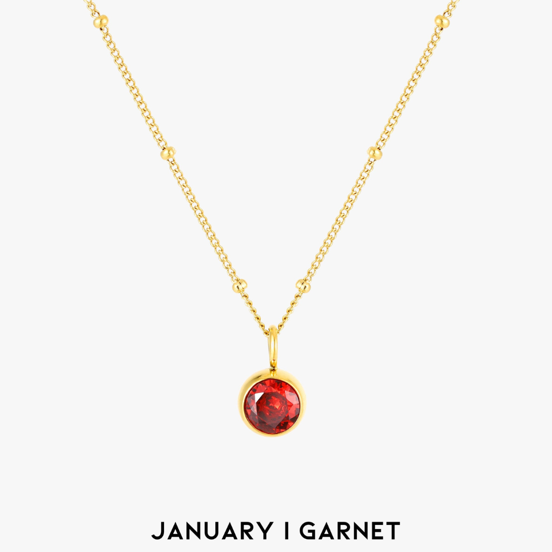 Malwina Naszyjnik z Kamieniem Urodzinowym | Złoty i Wodoodporny