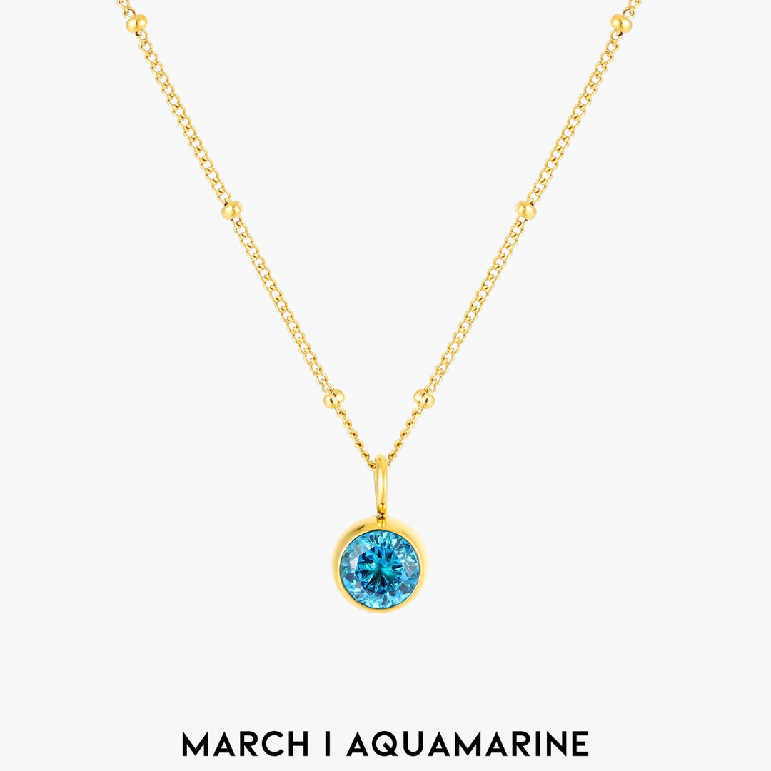 Malwina Naszyjnik z Kamieniem Urodzinowym | Złoty i Wodoodporny