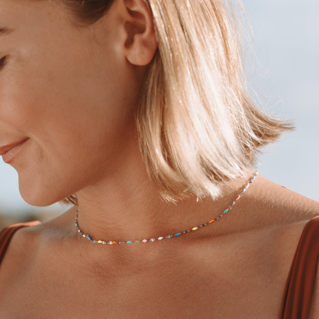 Aurora Kolorowy Naszyjnik Choker | Złoty i Wodoodporny