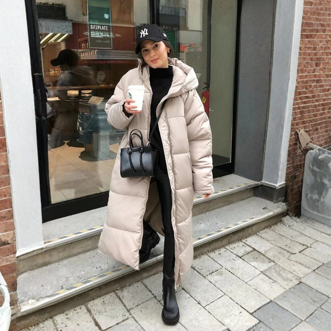 Henrieta Pikowany Płaszcz Damski | Długi i Klasyczny Butik Modowy