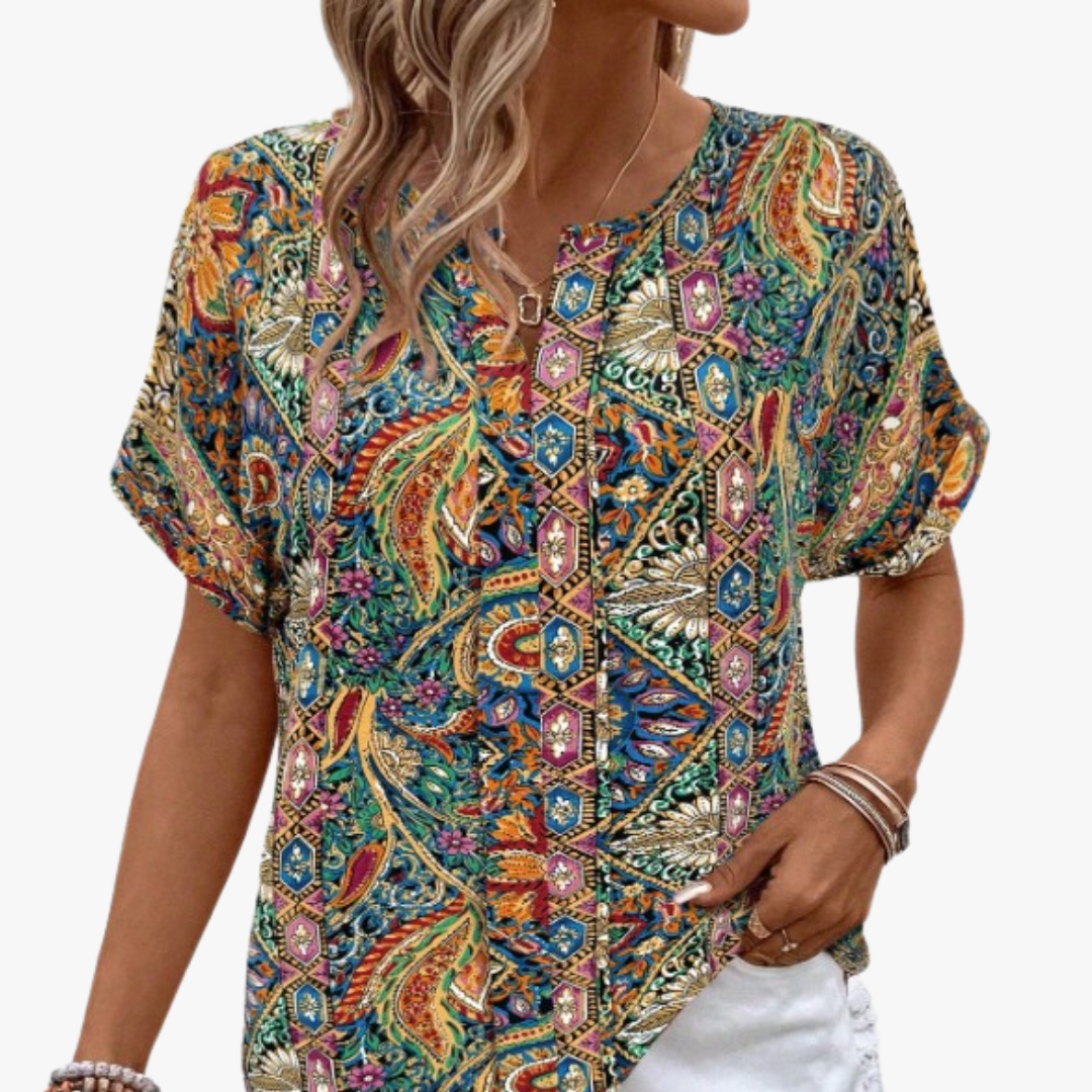 Victoria | Damska Bluzka Vintage | Kwiatowy Nadruk