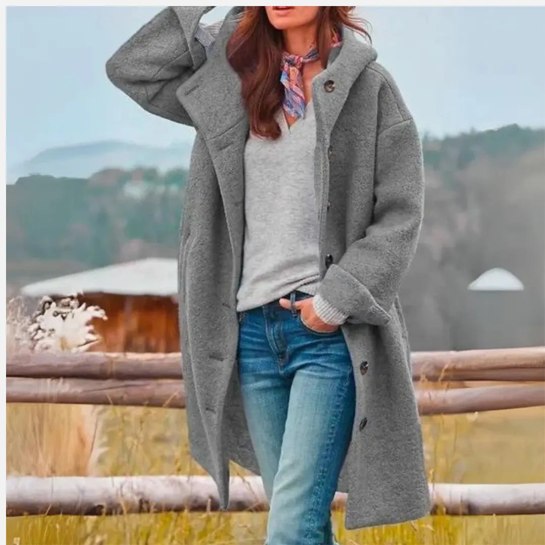 Merchie  Damski Gruby Płaszcz z Kapturem | Ciepły i Stylowy Butik Modowy