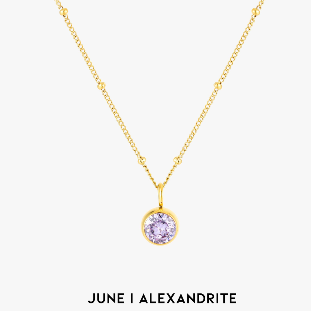 Malwina Naszyjnik z Kamieniem Urodzinowym | Złoty i Wodoodporny