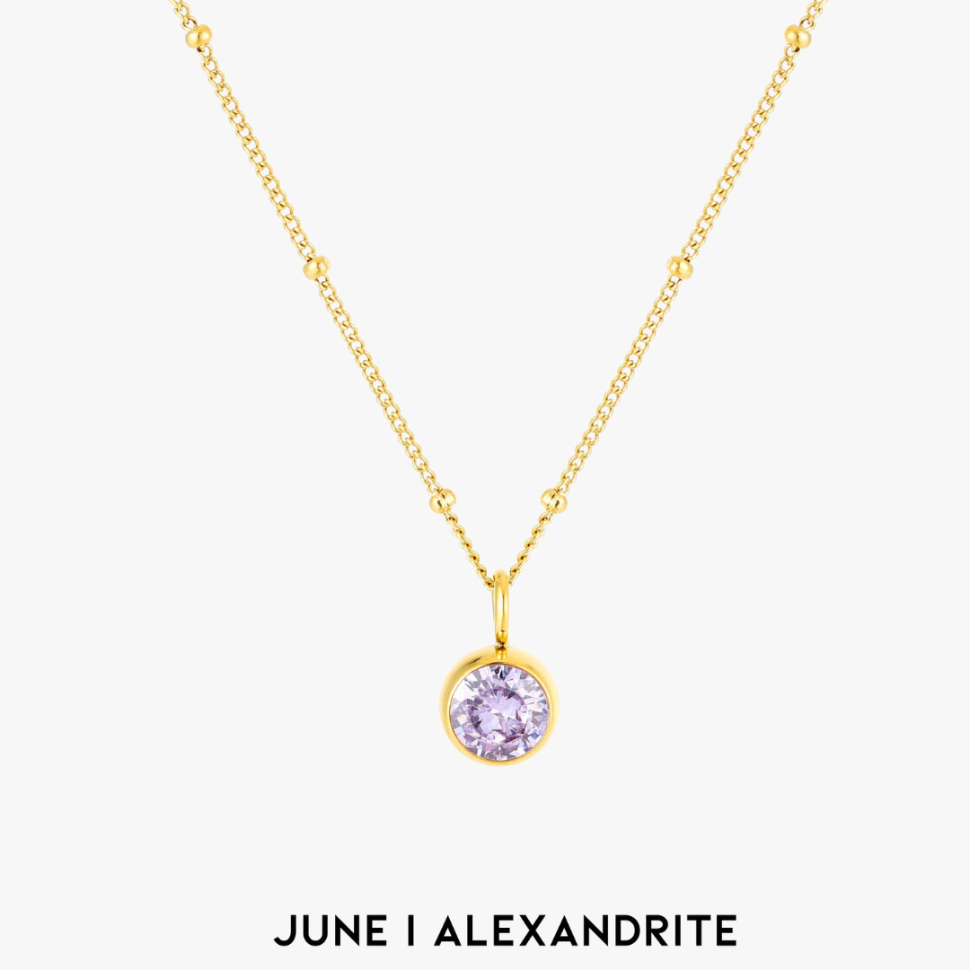Malwina Naszyjnik z Kamieniem Urodzinowym | Złoty i Wodoodporny