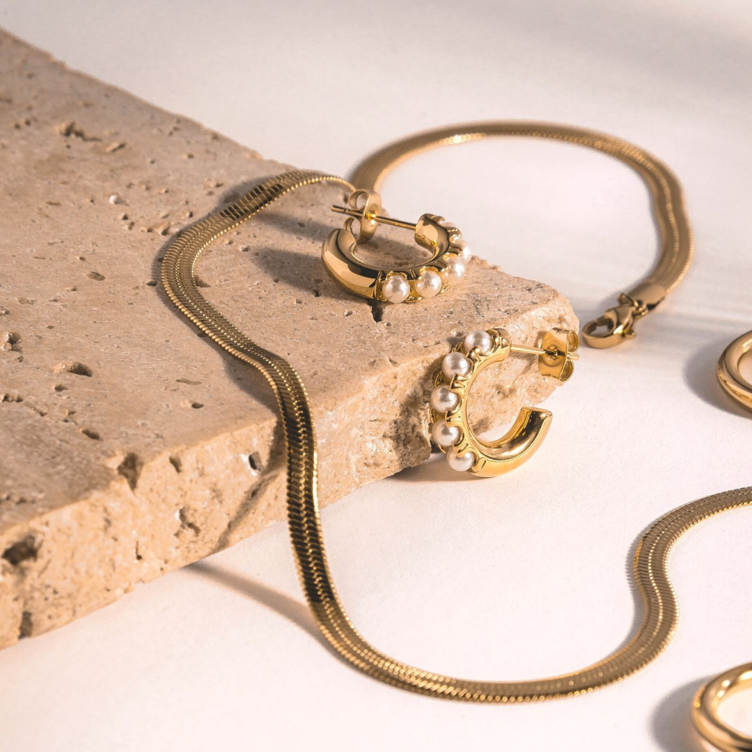 Amara Naszyjnik Herringbone | Złoty i Wodoodporny