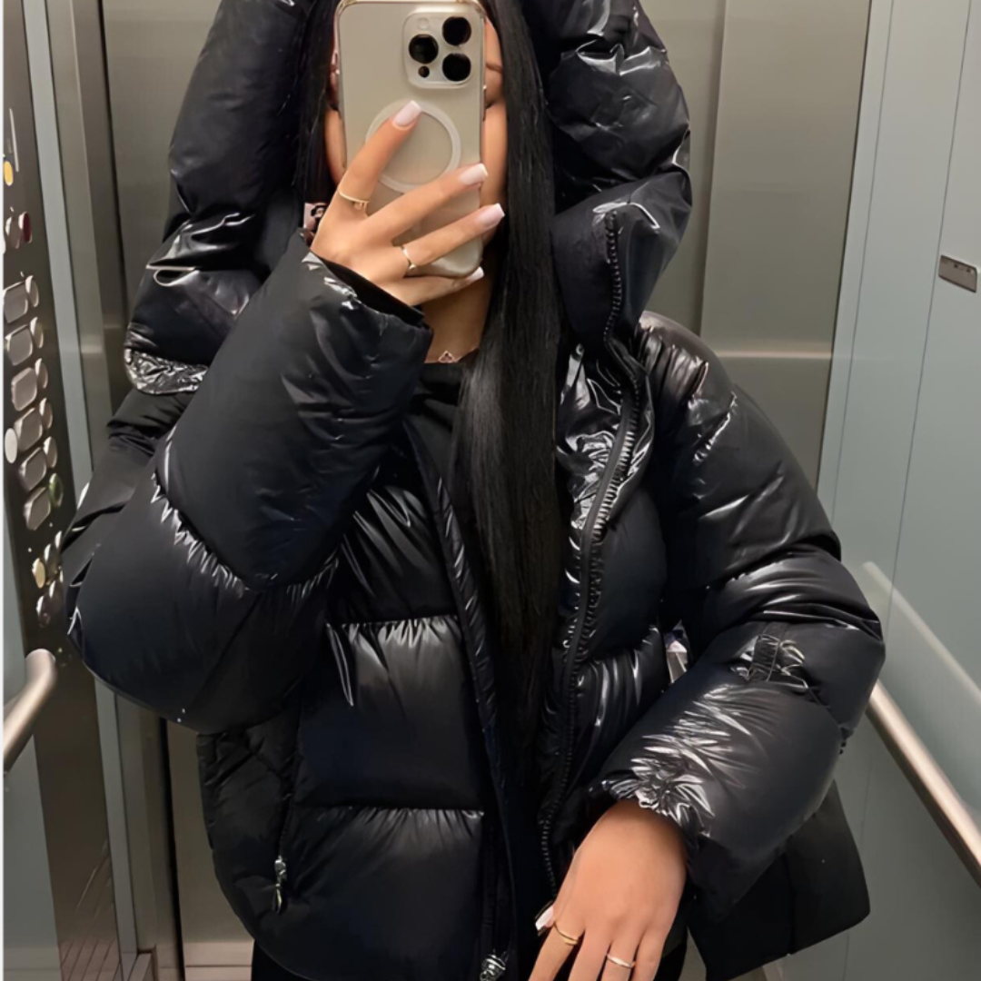 Reginy Pikowana Kurtka Damska | Dopasowana i Błyszcząca Butik Modowy