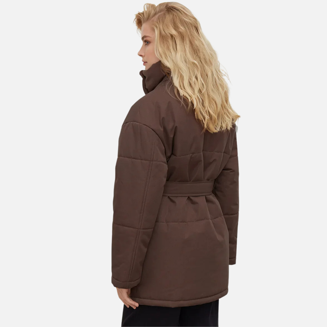 Marzena Zimowa Kurtka Damska | Wiązana w Pasie i Casualowa Butik Modowy