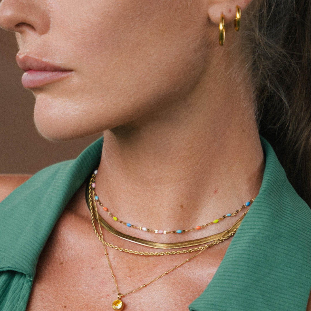 Aurora Kolorowy Naszyjnik Choker | Złoty i Wodoodporny