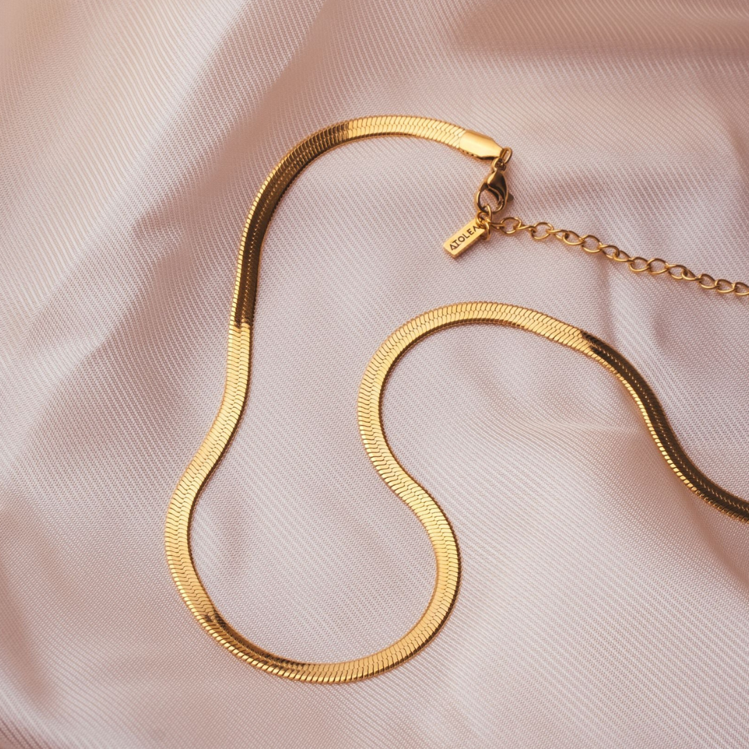 Amara Naszyjnik Herringbone | Złoty i Wodoodporny