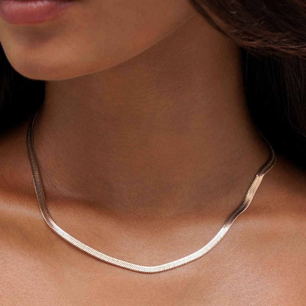 Amara Naszyjnik Herringbone | Złoty i Wodoodporny