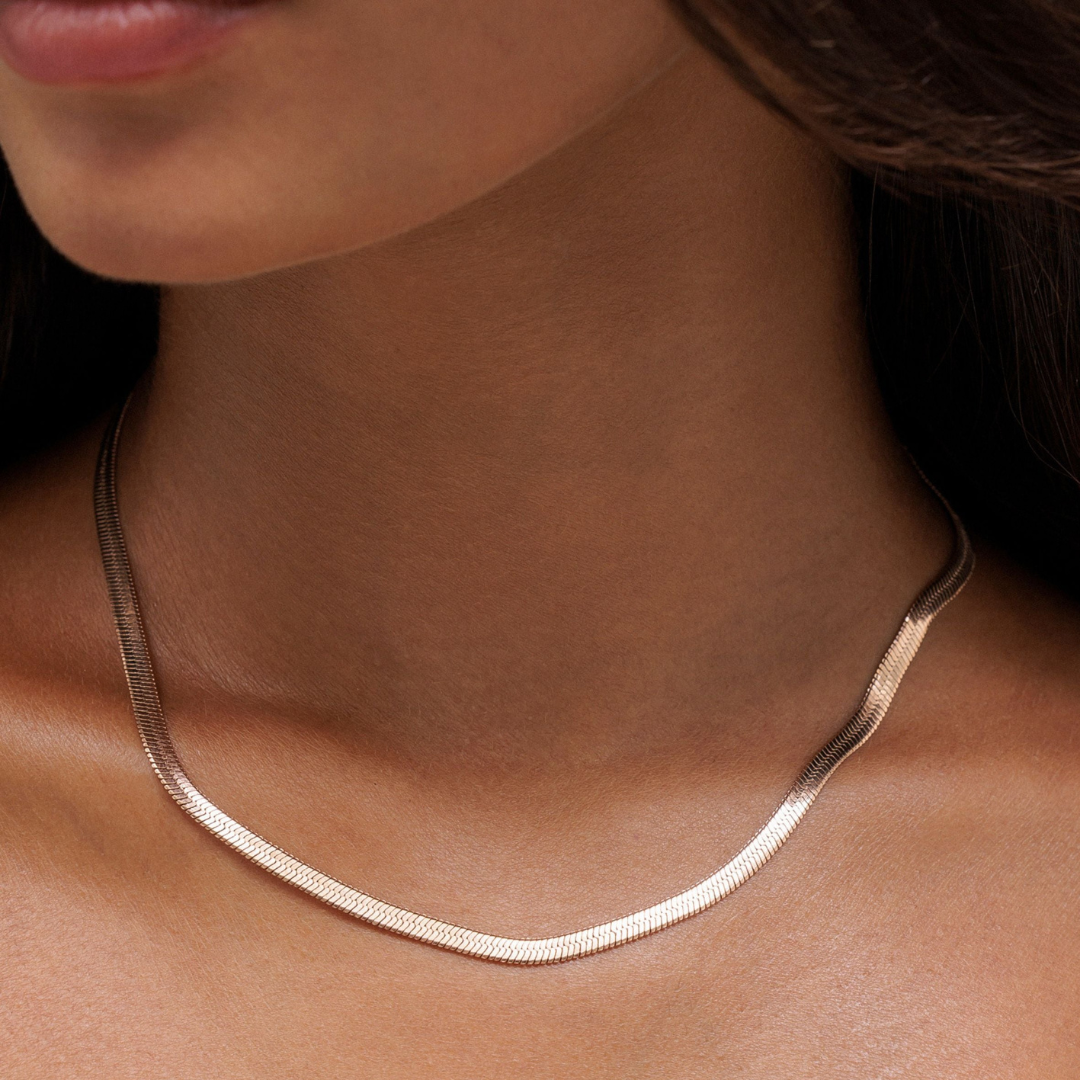 Amara Naszyjnik Herringbone | Złoty i Wodoodporny