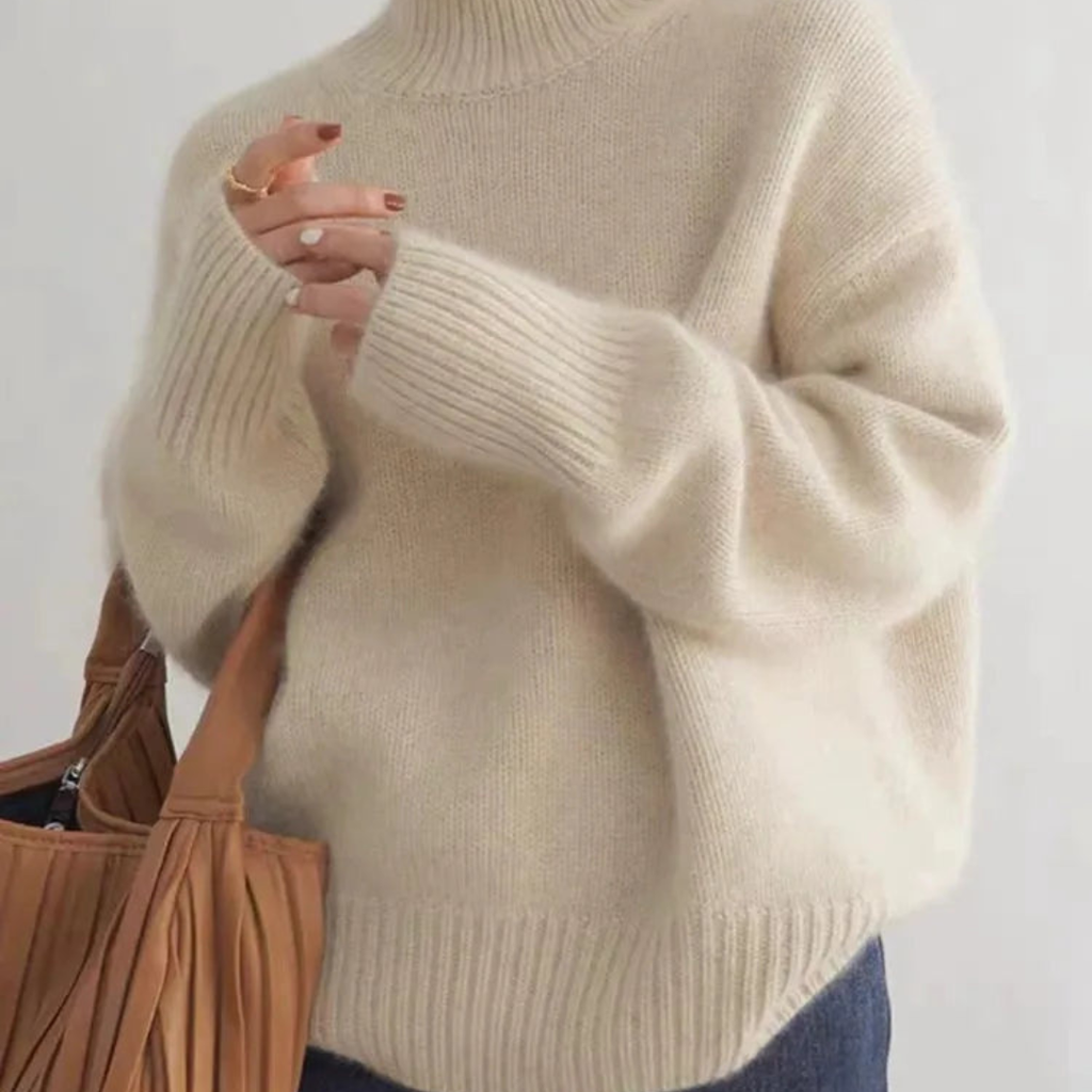 Zofia Sweter Damski z Golfem | Luźny i Elegancki Butik Modowy