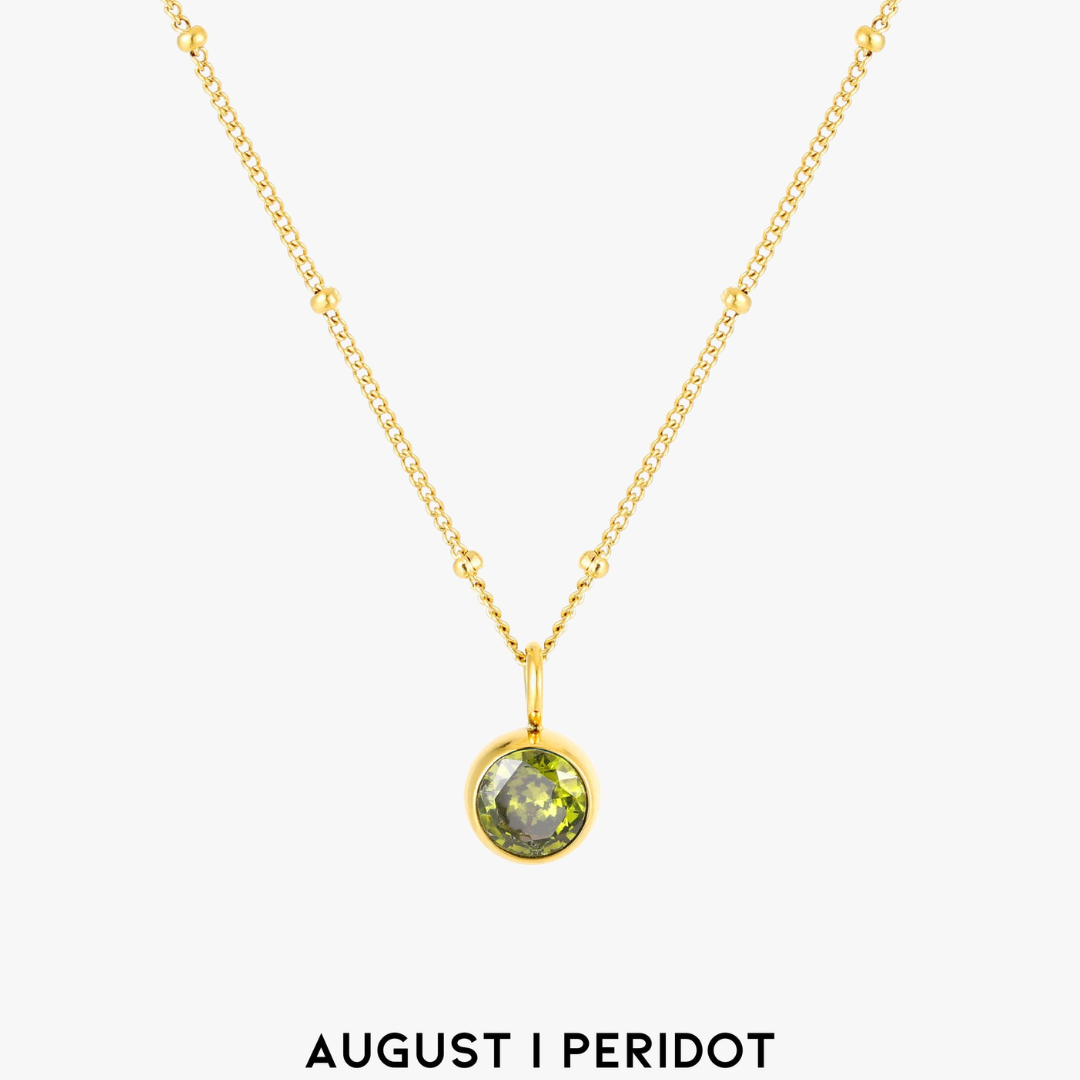 Malwina Naszyjnik z Kamieniem Urodzinowym | Złoty i Wodoodporny