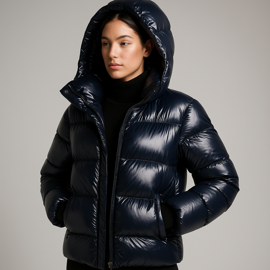 Reginy Pikowana Kurtka Damska | Dopasowana i Błyszcząca Butik Modowy