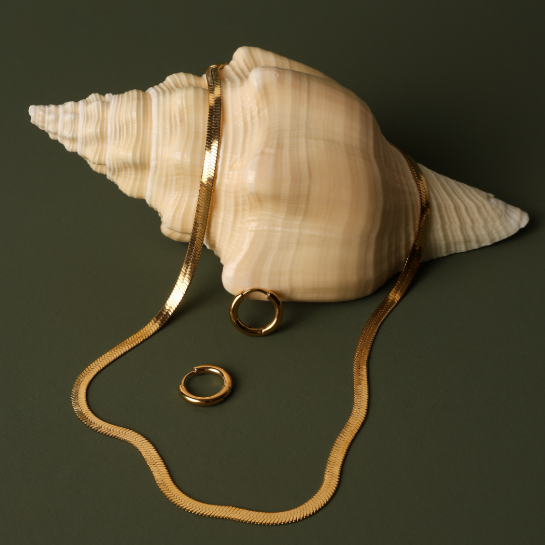 Amara Naszyjnik Herringbone | Złoty i Wodoodporny