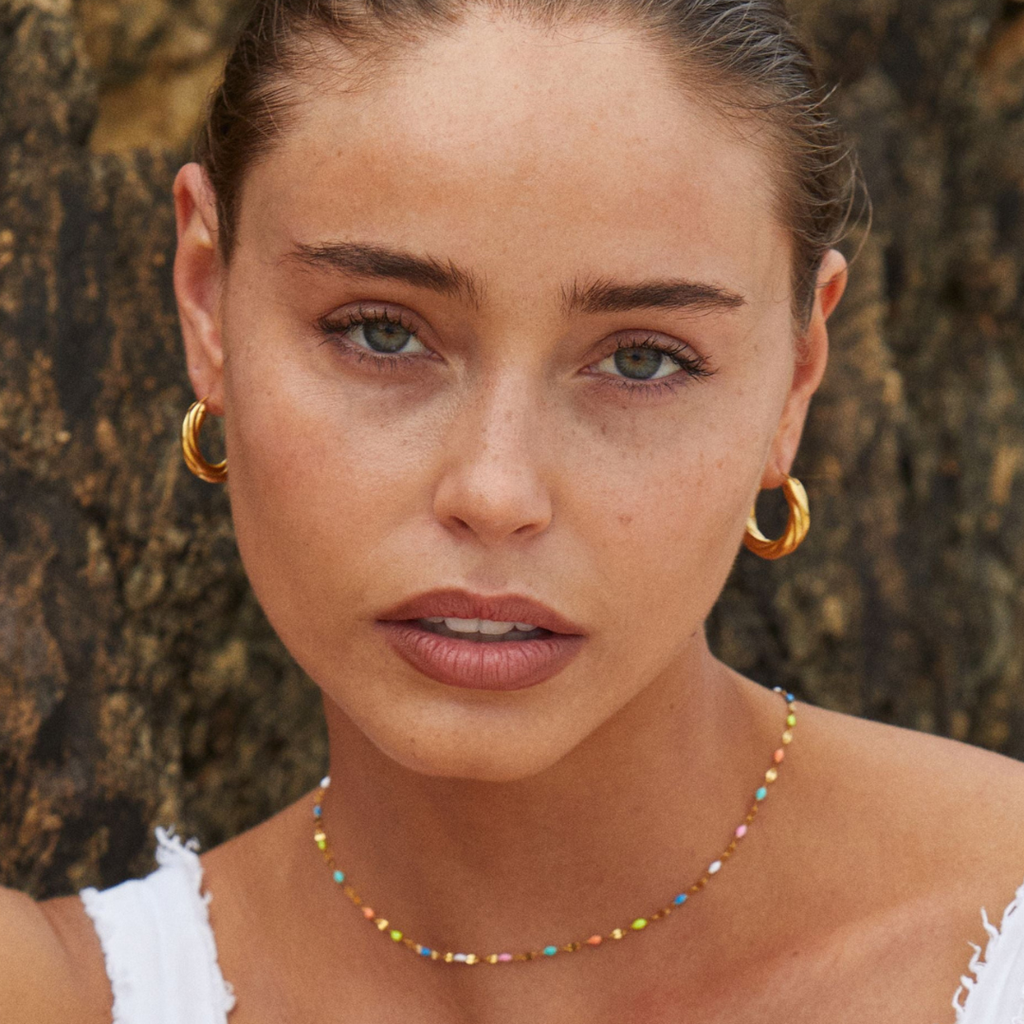 Aurora Kolorowy Naszyjnik Choker | Złoty i Wodoodporny