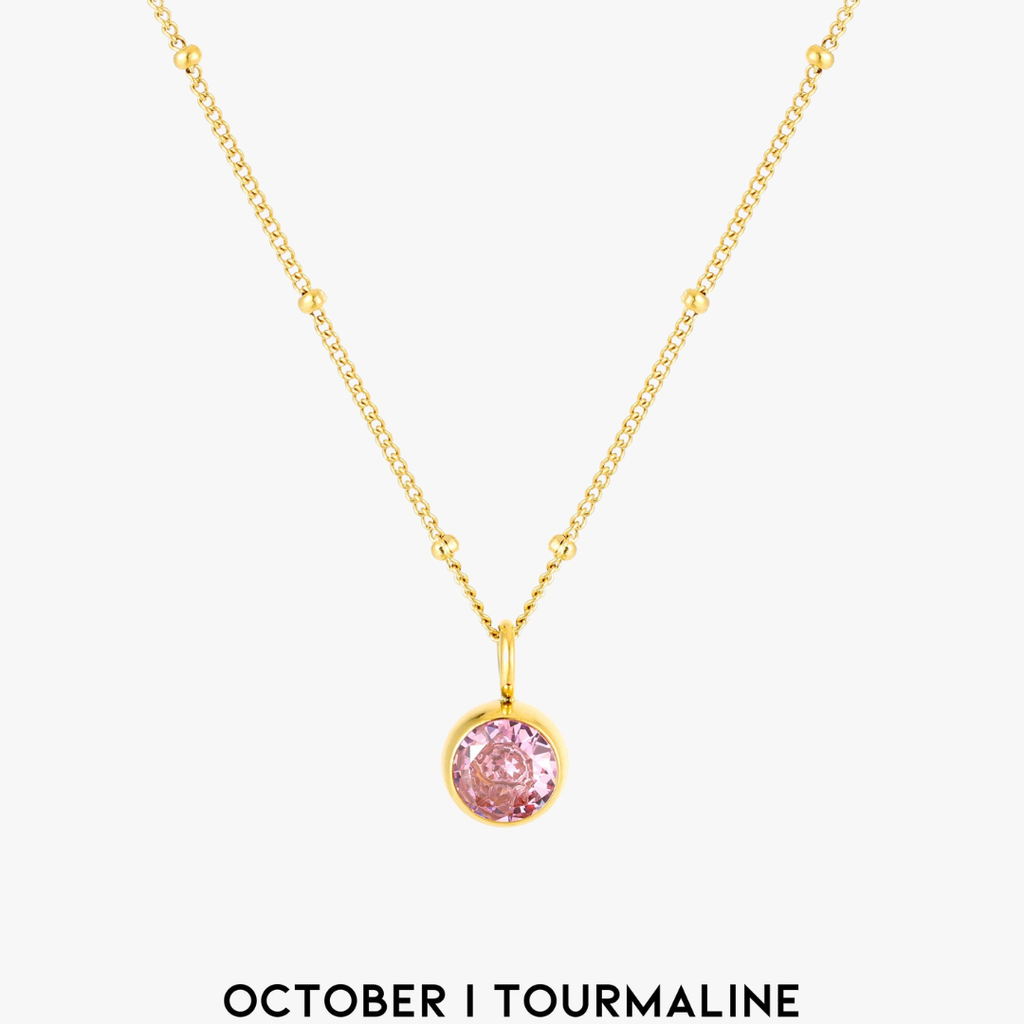 Malwina Naszyjnik z Kamieniem Urodzinowym | Złoty i Wodoodporny