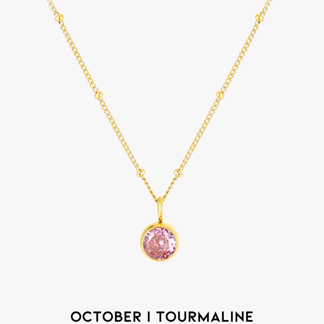 Malwina Naszyjnik z Kamieniem Urodzinowym | Złoty i Wodoodporny