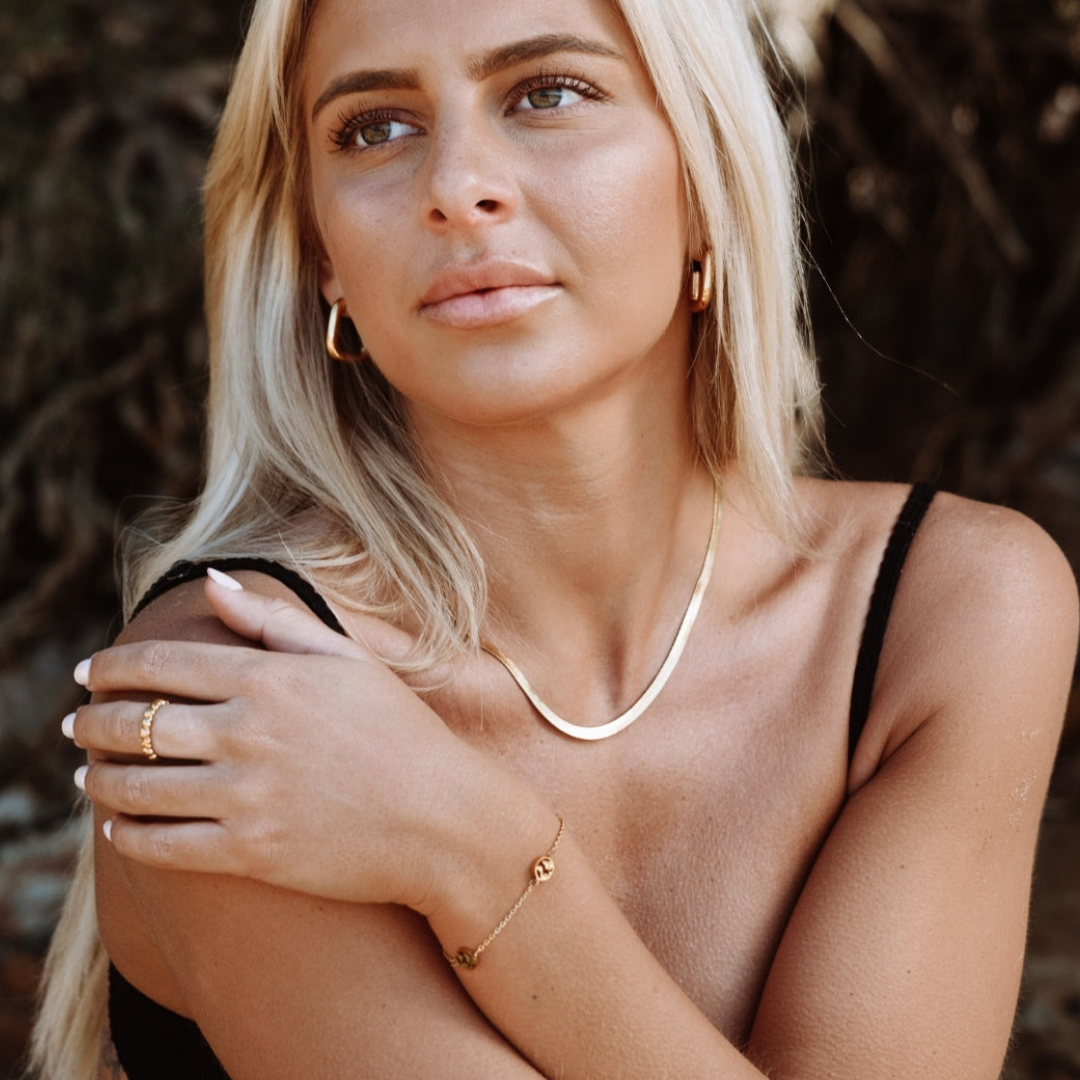 Amara Naszyjnik Herringbone | Złoty i Wodoodporny