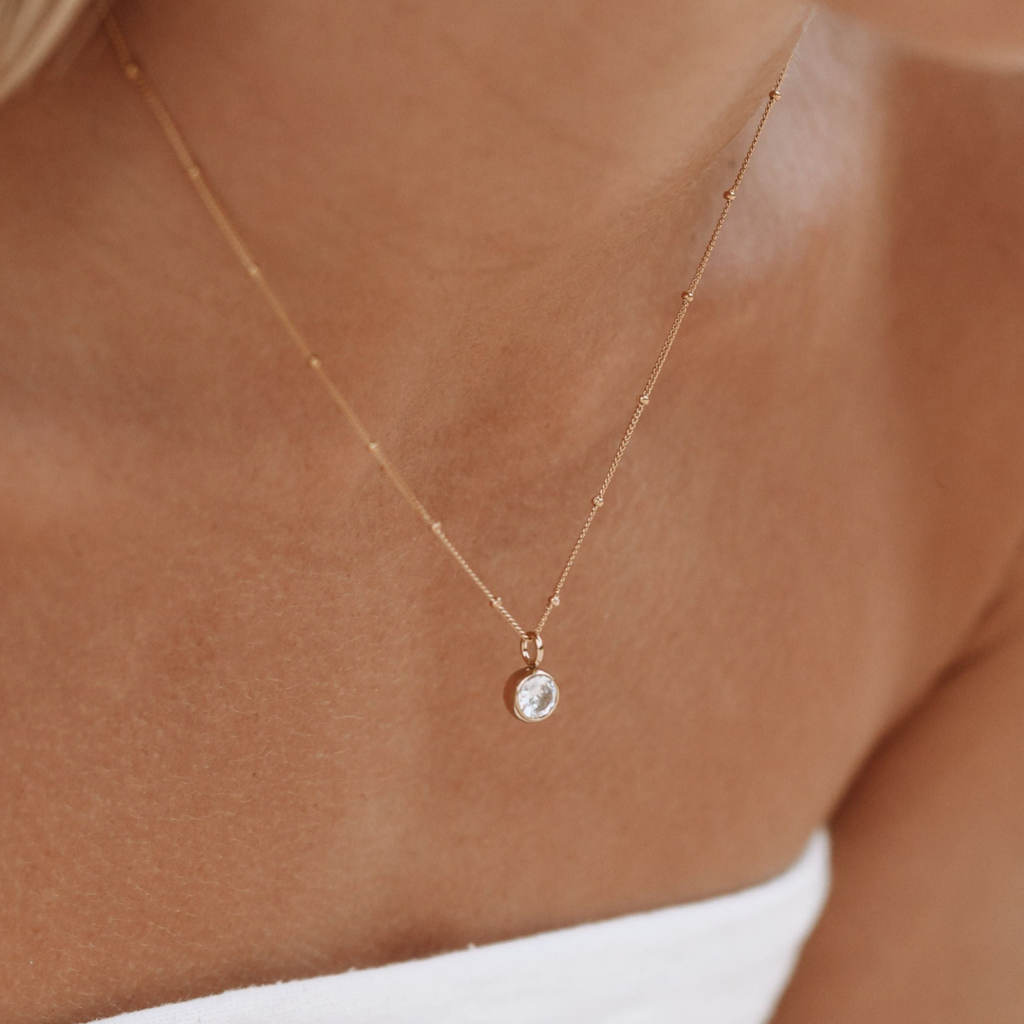 Malwina Naszyjnik z Kamieniem Urodzinowym | Złoty i Wodoodporny