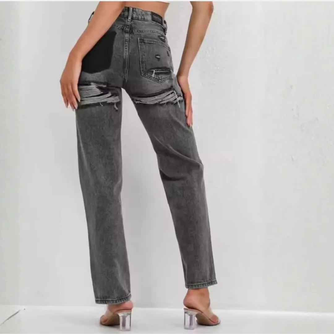 Amalja Jeansy Damskie z Wysokim Stanem | Modne i Stylowe Butik Modowy