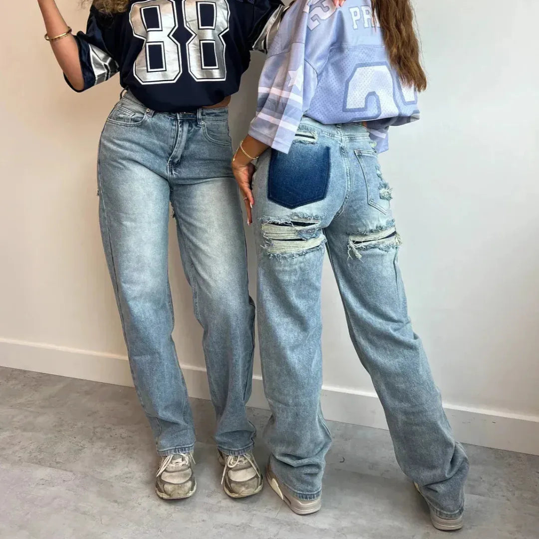 Amalja Jeansy Damskie z Wysokim Stanem | Modne i Stylowe Butik Modowy