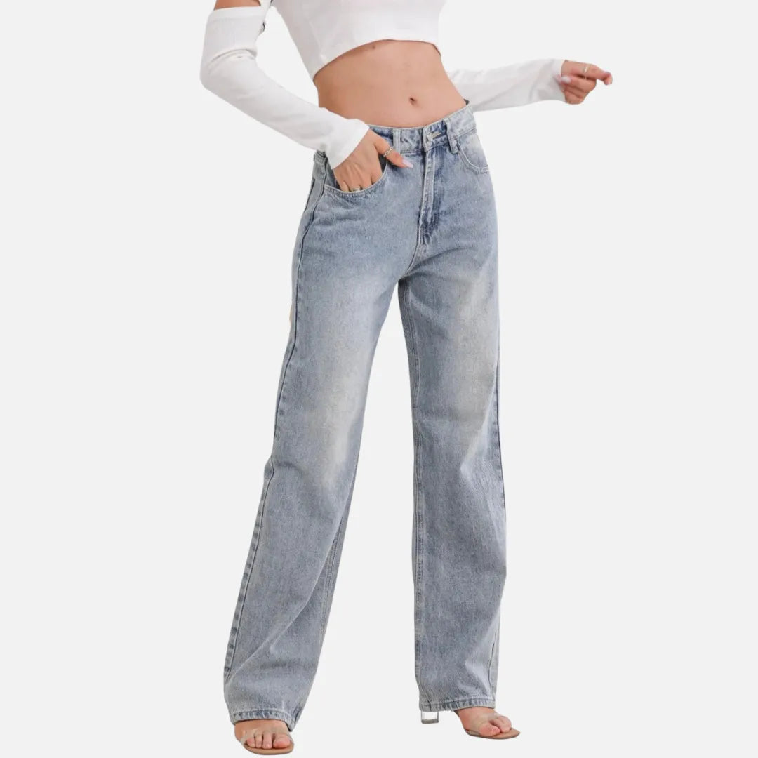 Amalja Jeansy Damskie z Wysokim Stanem | Modne i Stylowe Butik Modowy