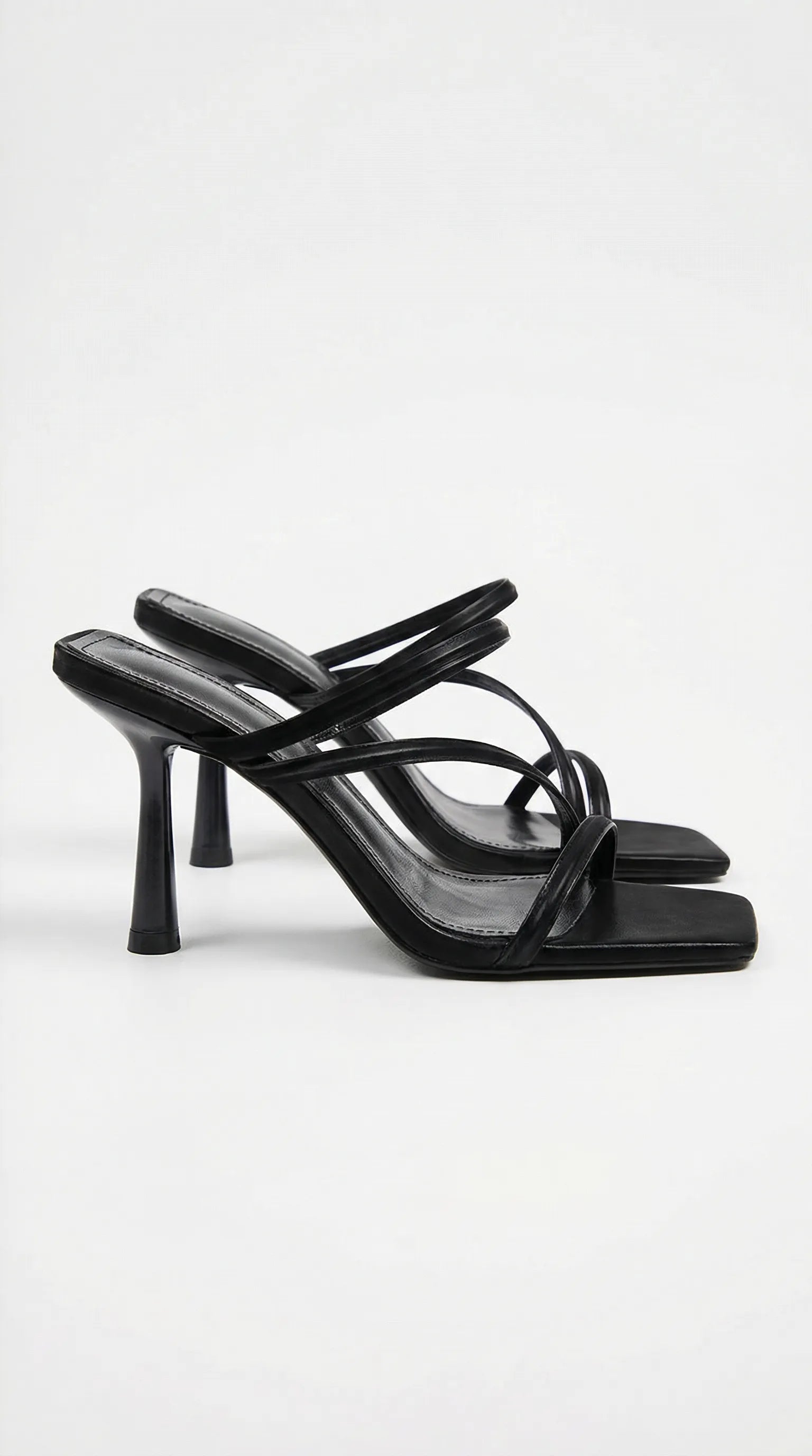 Amanda Sandały Damskie | Eleganckie Paski, Wąski Obcas, Skóra PU Butik Modowy