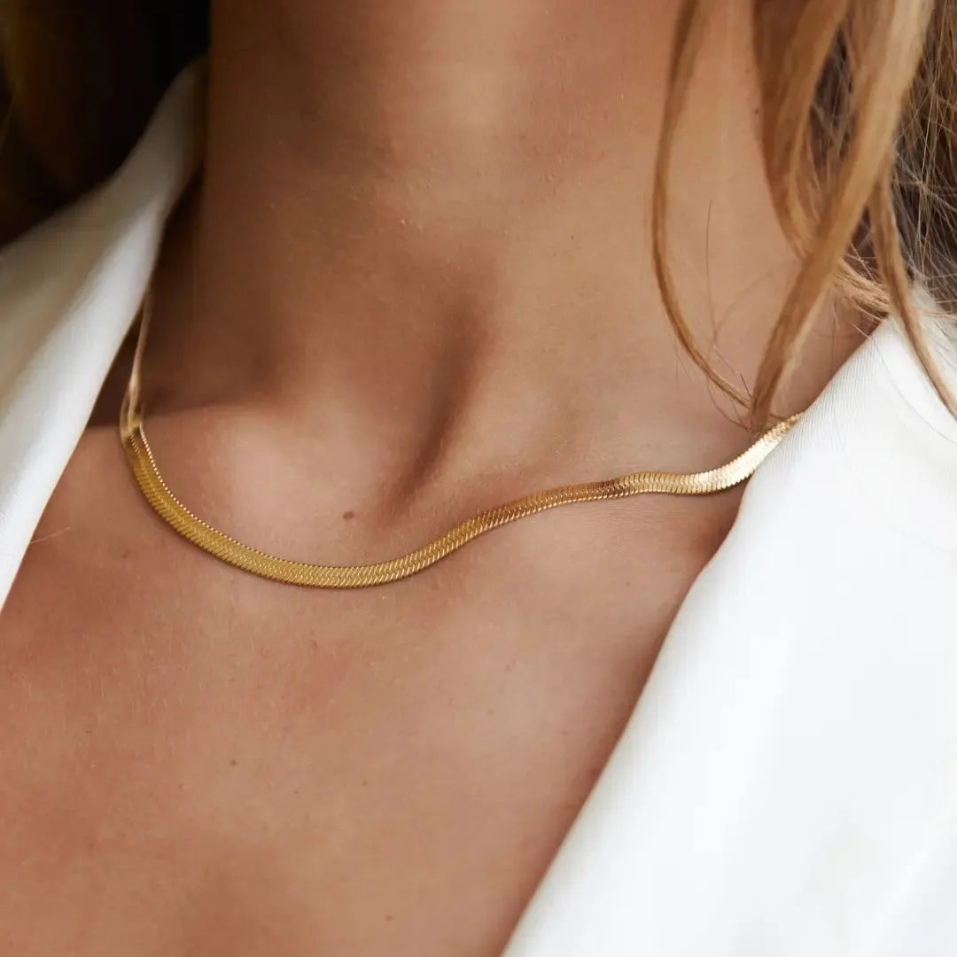 Amara Naszyjnik Herringbone | Złoty i Wodoodporny Butik Modowy