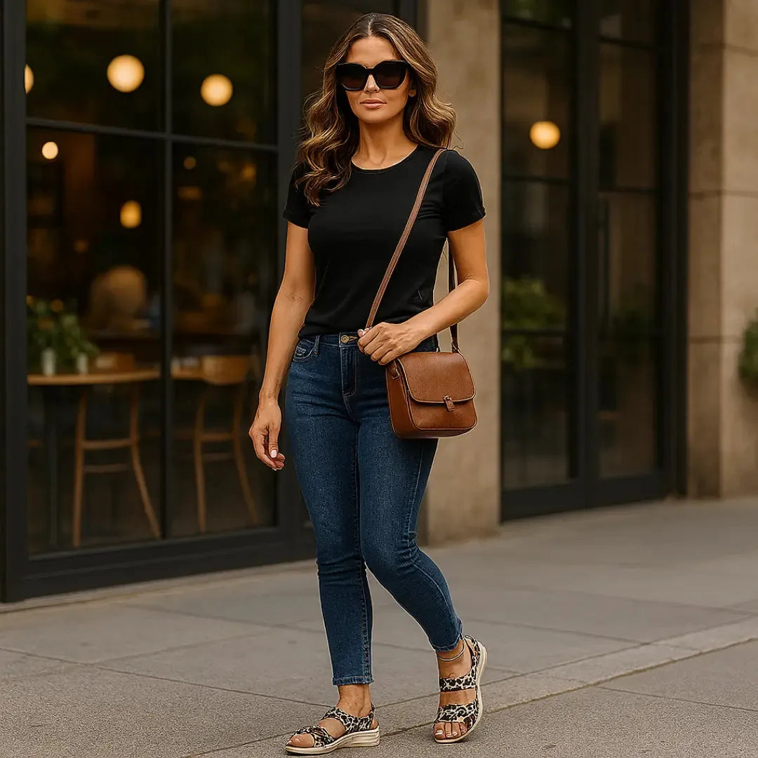 Andrea | Damskie Sandały na Koturnie | Wzór zwierzęcy Butik Modowy