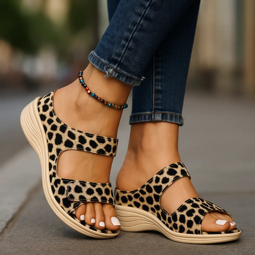 Andrea | Damskie Sandały na Koturnie | Animal Print Butik Modowy