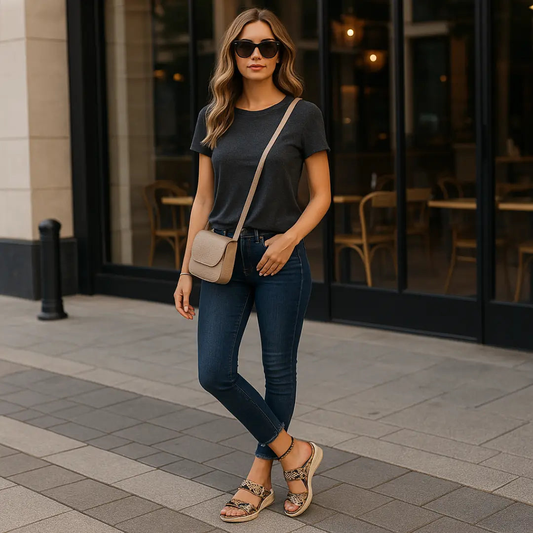 Andrea | Damskie Sandały na Koturnie | Animal Print Butik Modowy