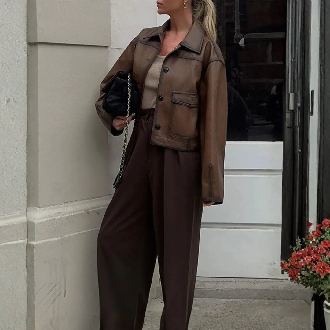 Angelica Krótka Skórzana Marynarka Damska | Codzienna i Stylowa Butik Modowy