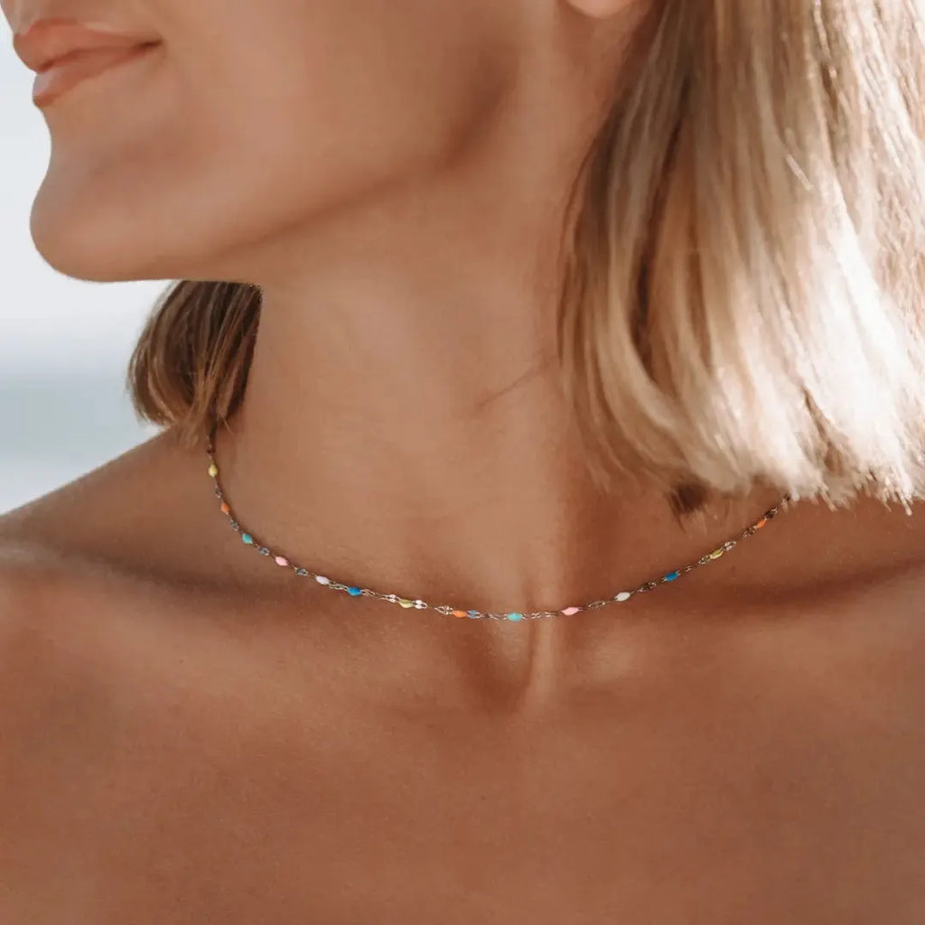 Aurora Kolorowy Naszyjnik Choker | Złoty i Wodoodporny Butik Modowy